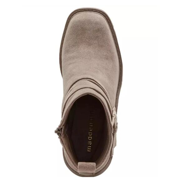 NEW Madden Girl Womens Pike Moto Buckle Lug Sole Booties Sand Size 10 Faux Suede - Picture 5 of 6